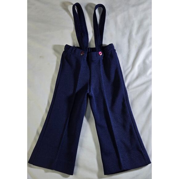 Mothercare Vintage Boy's Suspender Pants 30 Month Navy Blue 1960s 11" Inseam - Picture 1 of 11